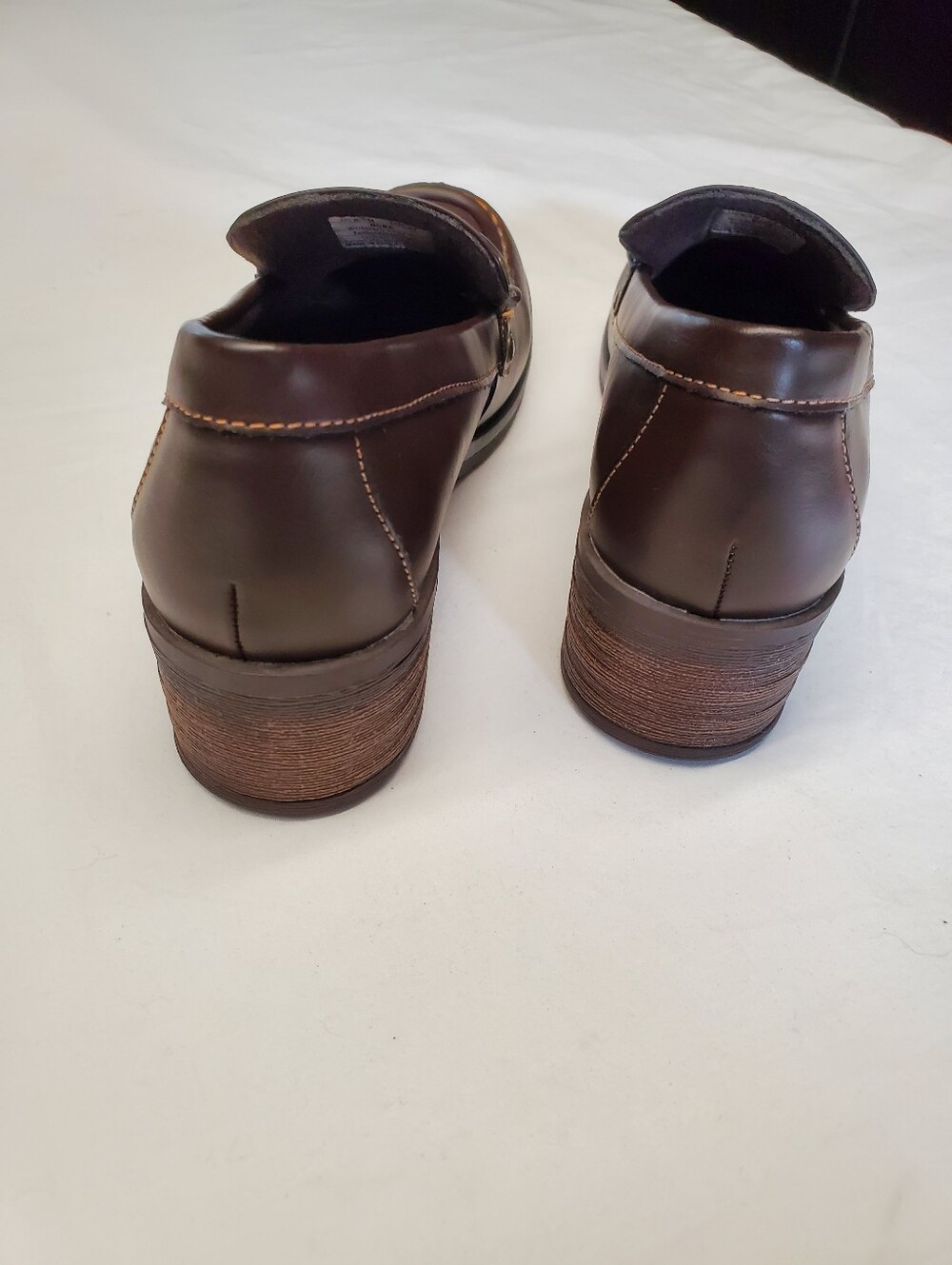 Eastland Nora Women's 6.5 Brown Leather Chain Loafer Chunky Block Heel - Picture 4 of 7